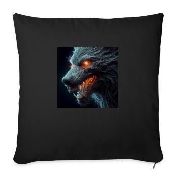 Wolf unheimlich gefährlich Hyperrealismus 3 D - Sofakissenbezug 45 x 45 cm - Schwarz - Vorne