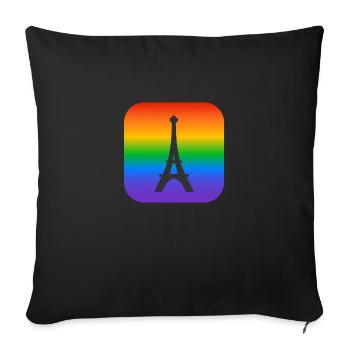 Paris Rainbow Eiffel Tower - Sofa pillowcase 17,3'' x 17,3'' (45 x 45 cm) - black - Front