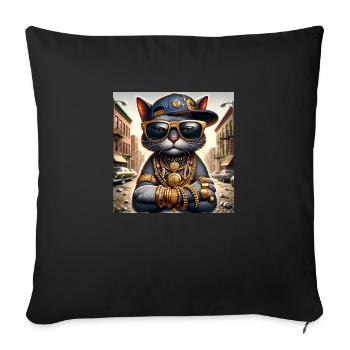 Gato Loco RapCat RapperCat Rapping Cat Klunker - Sofa pillowcase 17,3'' x 17,3'' (45 x 45 cm) - black - Front