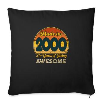 Born in 2000 - Vintage 2000 Retro Anniversary - Sofa pillowcase 17,3'' x 17,3'' (45 x 45 cm) - black - Front