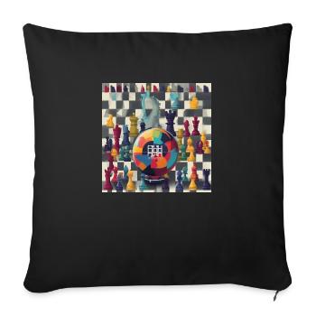 World Chessboard: Celebrating Strategy and Unity - Sofa pillowcase 17,3'' x 17,3'' (45 x 45 cm) - black - Front