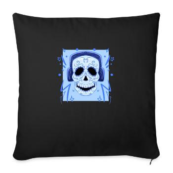 Skull in Headphones, Electro Skull Beats - Sofa pillowcase 17,3'' x 17,3'' (45 x 45 cm) - black - Front