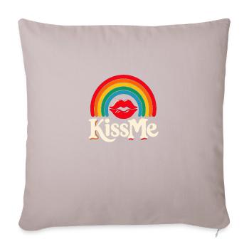 Embrasse-moi LGBT - Housse de coussin décorative 45 x 45 cm - taupe clair - Devant