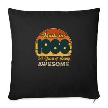 Né en 1966 - Vintage 1966 Anniversaire Rétro - Housse de coussin décorative 45 x 45 cm - noir - Devant