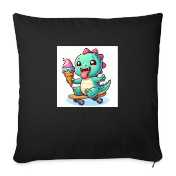 Sweet Dino grün mit Eiswaffel auf Skateboard - Sofa pillowcase 17,3'' x 17,3'' (45 x 45 cm) - black - Front