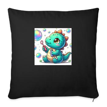 Dino petit avec bulles de savon - Housse de coussin décorative 45 x 45 cm - noir - Devant
