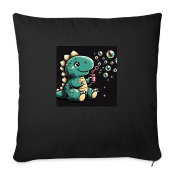 Dino avec des bulles de savon dans l’espace - Housse de coussin décorative 45 x 45 cm - noir - Devant