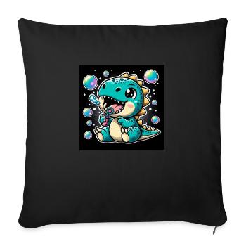 Dino avec des bulles de savon dans l’espace - Housse de coussin décorative 45 x 45 cm - noir - Devant