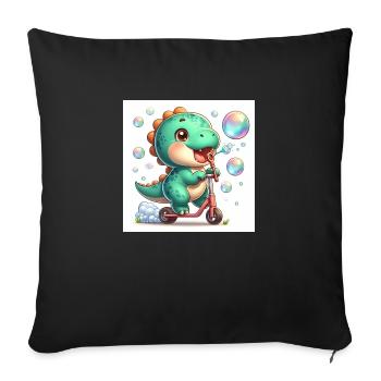 Dino avec des bulles de savon sur un scooter - Housse de coussin décorative 45 x 45 cm - noir - Devant