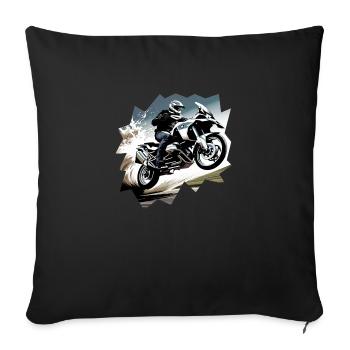 Motorrad fliegt durch die Luft - Sofakissenbezug 45 x 45 cm - Schwarz - Vorne