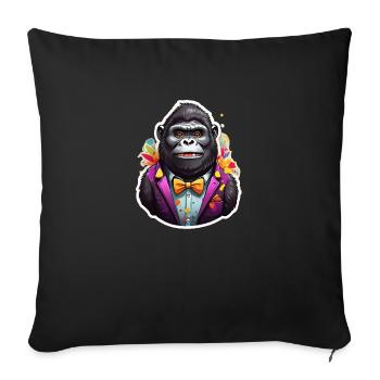 Gorille comique drôle - Housse de coussin décorative 45 x 45 cm - noir - Devant