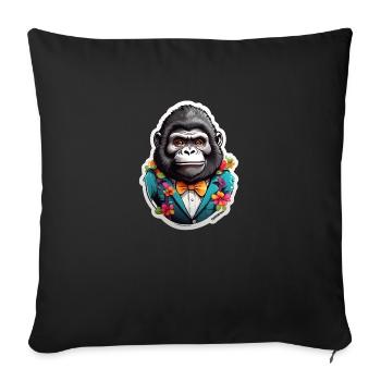 Gorille comique drôle - Housse de coussin décorative 45 x 45 cm - noir - Devant