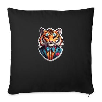 Drôle de tigre comique - Housse de coussin décorative 45 x 45 cm - noir - Devant