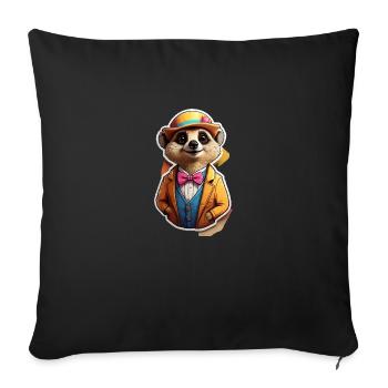 Funny Comic Meerkat - Sofa pillowcase 17,3'' x 17,3'' (45 x 45 cm) - black - Front