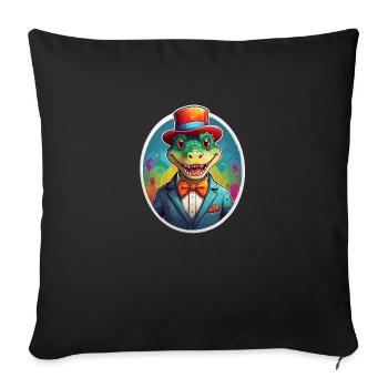 Crocodile comique drôle - Housse de coussin décorative 45 x 45 cm - noir - Devant