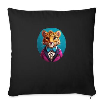 Tigre comique drôle - Housse de coussin décorative 45 x 45 cm - noir - Devant