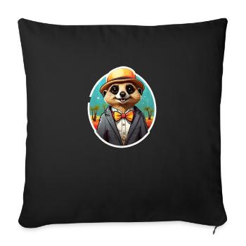 Funny Comic Meerkat - Sofa pillowcase 17,3'' x 17,3'' (45 x 45 cm) - black - Front