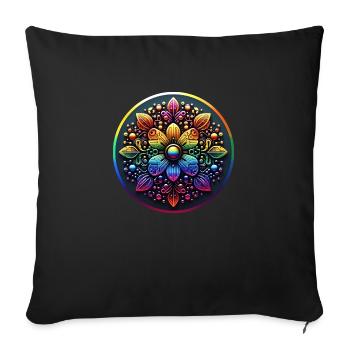 Mechanical Rainbow Flower 2 - Sofa pillowcase 17,3'' x 17,3'' (45 x 45 cm) - black - Front