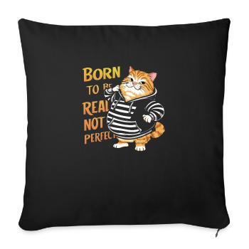 Cat, Beautiful, Stylish Cat, Colorful Art, Art, Cute - Sofa pillowcase 17,3'' x 17,3'' (45 x 45 cm) - black - Front