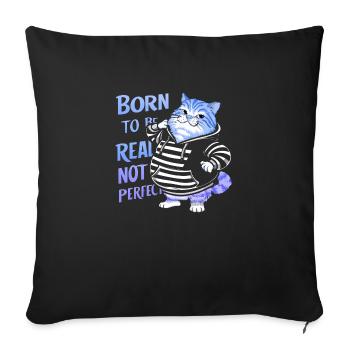 Cat, Beautiful, Stylish Cat, Colorful Art, Art, Cute - Sofa pillowcase 17,3'' x 17,3'' (45 x 45 cm) - black - Front