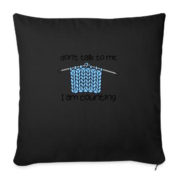 citation de tricot drôle Je compte le fil - Housse de coussin décorative 45 x 45 cm - noir - Devant