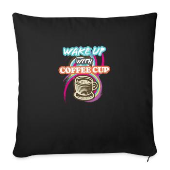 Wake-Up With Coffee Cup - Sofa pillowcase 17,3'' x 17,3'' (45 x 45 cm) - black - Front