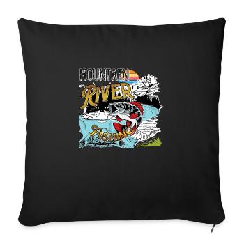 Mountain River Fishing - Sofa pillowcase 17,3'' x 17,3'' (45 x 45 cm) - black - Front