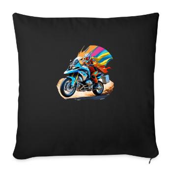 Comic hero on motorcycle - Sofa pillowcase 17,3'' x 17,3'' (45 x 45 cm) - black - Front