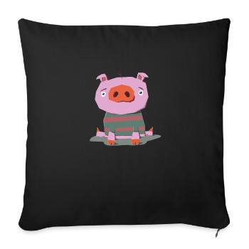 Bébé cochon - Housse de coussin décorative 45 x 45 cm - noir - Devant