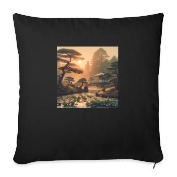 Japan Vintage Bonsai Trees - Sofa pillowcase 17,3'' x 17,3'' (45 x 45 cm) - black - Front