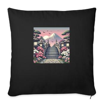 Japan Vintage Bridge Way - Sofa pillowcase 17,3'' x 17,3'' (45 x 45 cm) - black - Front