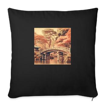 Japan Vintage Bridge - Sofa pillowcase 17,3'' x 17,3'' (45 x 45 cm) - black - Front