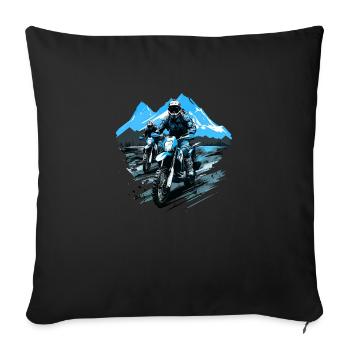 Motorcycel Cross Mountain Vacation Summer Mount - Sofa pillowcase 17,3'' x 17,3'' (45 x 45 cm) - black - Front
