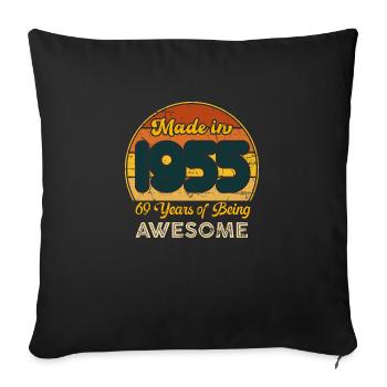 Né en 1955 - Vintage 1955 Anniversaire Rétro - Housse de coussin décorative 45 x 45 cm - noir - Devant