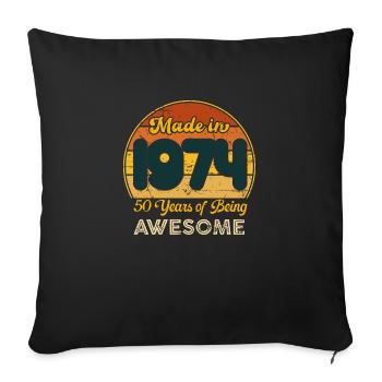 Né en 1974 - Vintage 1974 Anniversaire Rétro - Housse de coussin décorative 45 x 45 cm - noir - Devant
