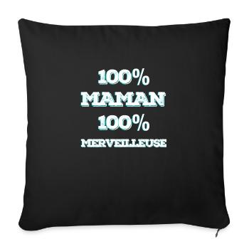 100% Mom, 100% Wonderful - Sofa pillowcase 17,3'' x 17,3'' (45 x 45 cm) - black - Front