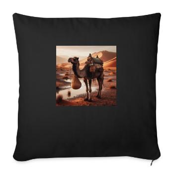 true camel in a desert A7 - Sofa pillowcase 17,3'' x 17,3'' (45 x 45 cm) - black - Front
