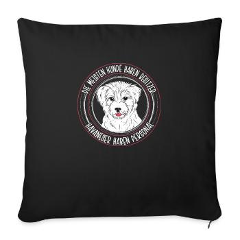 Les bichons havanais ont un maître maître de chien de bâton Hu - Housse de coussin décorative 45 x 45 cm - noir - Devant
