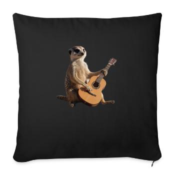 Meerkat Seated Guitar Musician - Sofa pillowcase 17,3'' x 17,3'' (45 x 45 cm) - black - Front