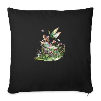 Fantasy Fairy Magic Fairytale Girl Nature Summer - Sofa pillowcase 17,3'' x 17,3'' (45 x 45 cm) - black - Front