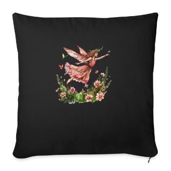 Fantasy Fairy Magic Fairytale Girl Nature Summer - Sofa pillowcase 17,3'' x 17,3'' (45 x 45 cm) - black - Front