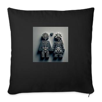 Couple main dans la main - Housse de coussin décorative 45 x 45 cm - noir - Devant