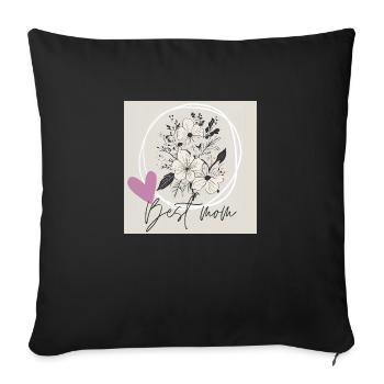Best mom floral Design - Sofakissenbezug 45 x 45 cm - Schwarz - Vorne