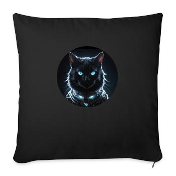 Chat noir - Housse de coussin décorative 45 x 45 cm - noir - Devant