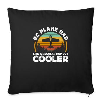 Papa avion RC comme papa normal mais plus cool - Housse de coussin décorative 45 x 45 cm - noir - Devant