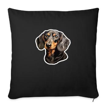 Dackel oder Dachshund - Sofakissenbezug 45 x 45 cm - Schwarz - Vorne