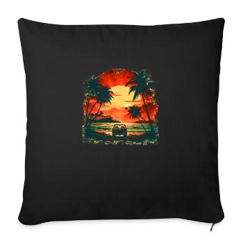 By car into the sunset - Sofa pillowcase 17,3'' x 17,3'' (45 x 45 cm) - black - Front