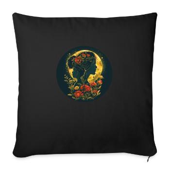 Mother and daughter in the moonlight - Sofa pillowcase 17,3'' x 17,3'' (45 x 45 cm) - black - Front
