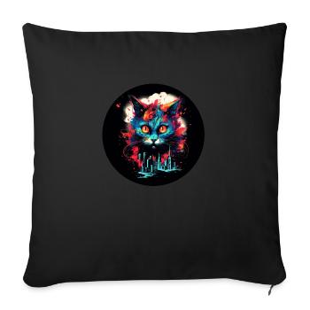 A cat dreams of the big city - Sofa pillowcase 17,3'' x 17,3'' (45 x 45 cm) - black - Front