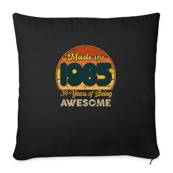 Né en 1985 - Vintage 1985 Anniversaire Rétro - Housse de coussin décorative 45 x 45 cm - noir - Devant